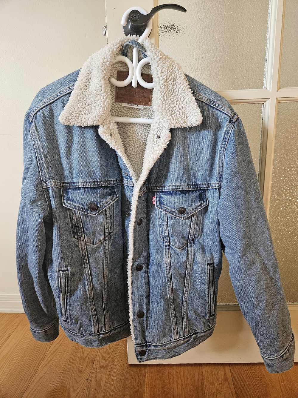 Levi's Light Blue Denim Sherpa Jacket with Cream Lining